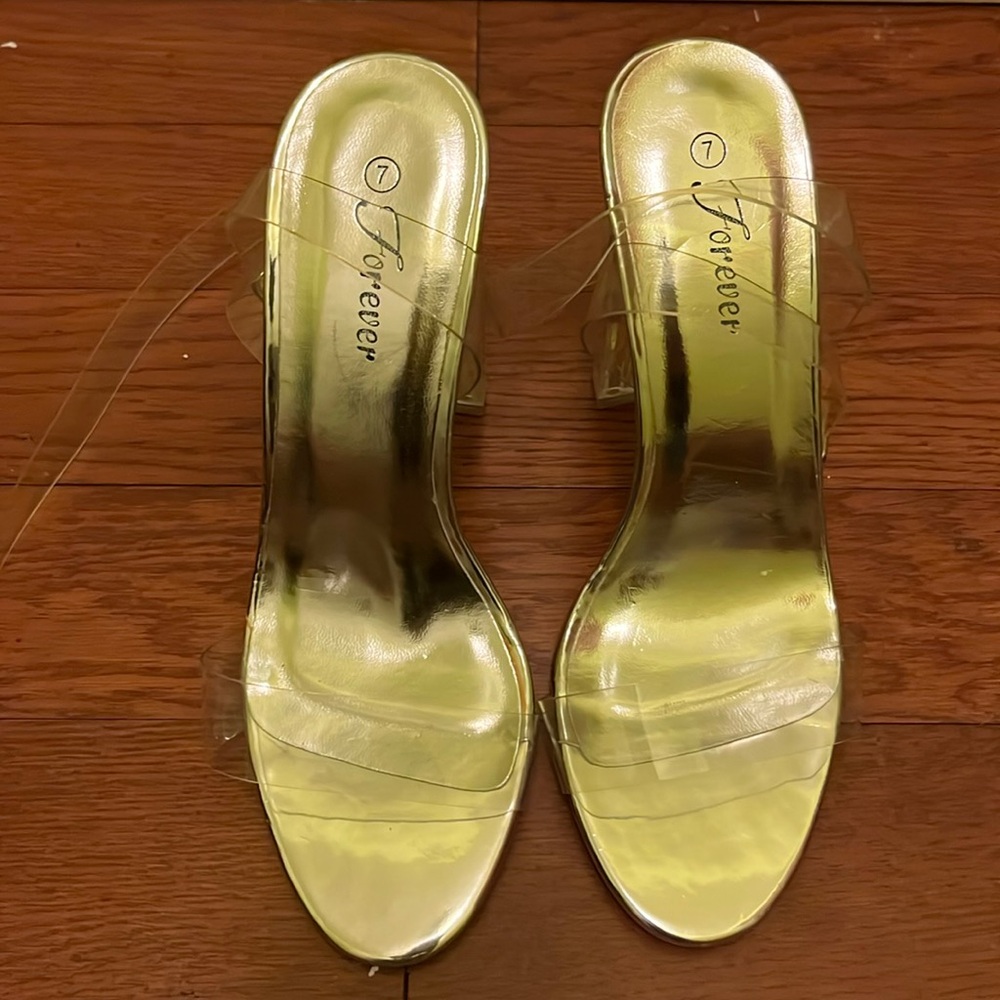 Silver heels with transparent strap | size: 7